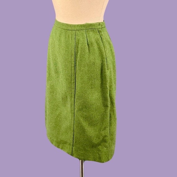 Vintage 50's McMullen Pencil Skirt Green Wool Mid… - image 7