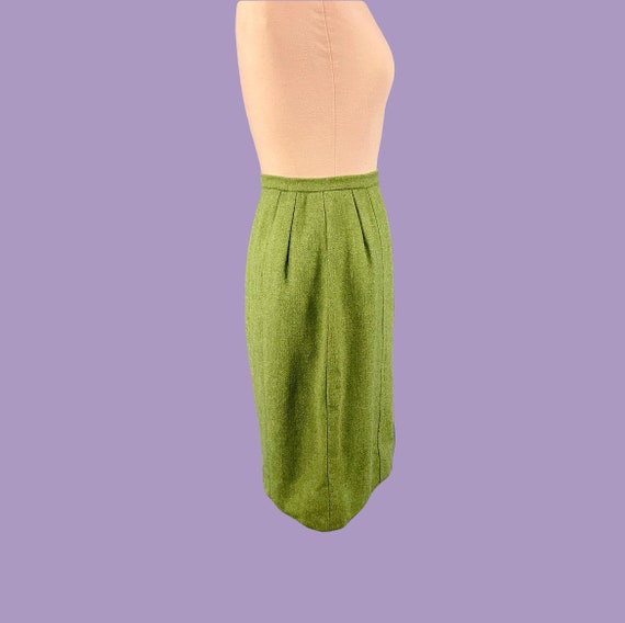 Vintage 50's McMullen Pencil Skirt Green Wool Mid… - image 4