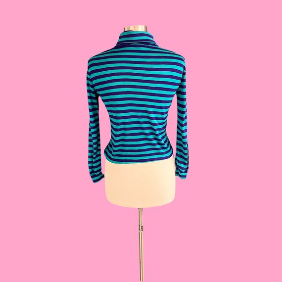 Vintage 80's Blue and Purple Striped Turtleneck S… - image 6