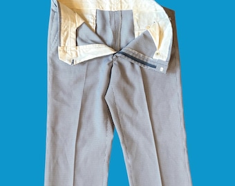 Men’s 60’s Straight Leg Houndstooth Plaid Cuffed Slacks