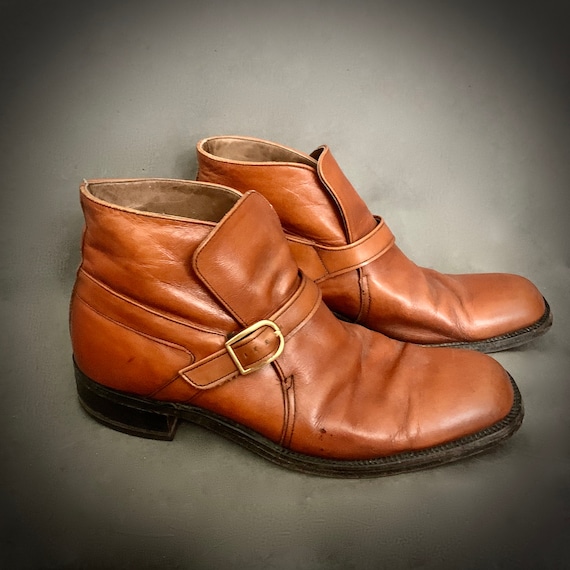 1970's Men'sSize 12 D Leather Beatle Boots Ankle