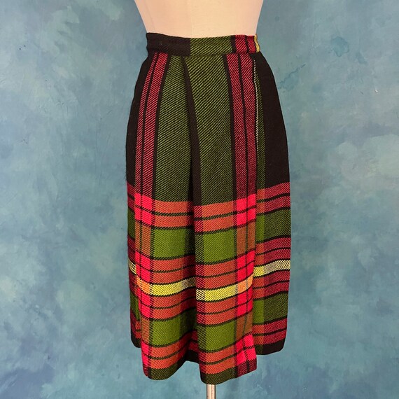 Vintage 50's College Town Wool Pleated Plaid Skirt - image 5