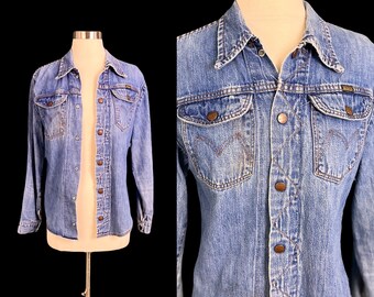 Vintage 80's Maverick Women's Denim Shirt Size Medium