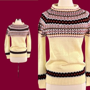 Vintage 70's Acrylic Winter Fall Vintage Boho Sweater by Albee image 5