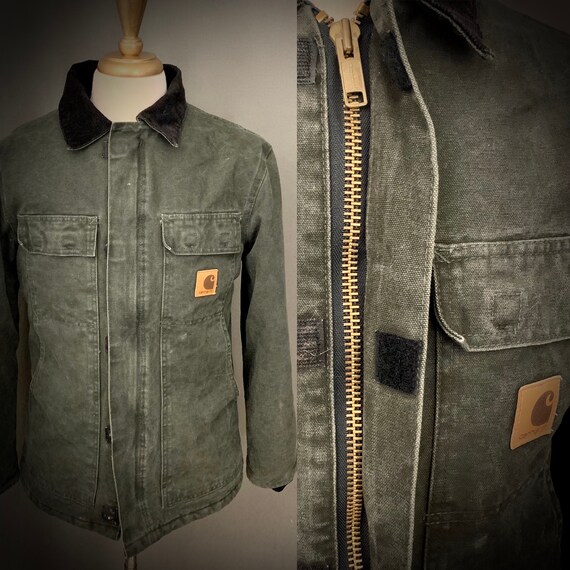 1990's Carthartt Army Green Canvas Work Jacket Qui