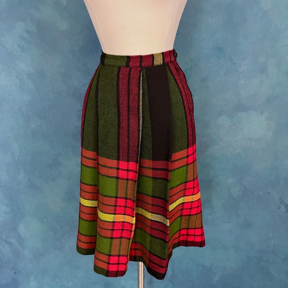 Vintage 50's College Town Wool Pleated Plaid Skirt - image 7