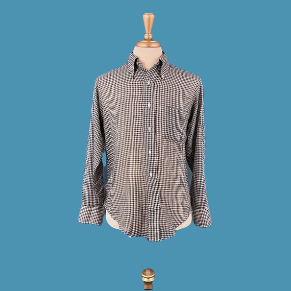 Vintage 70's Men's  Gingham Check Van Heusen Butt… - image 3