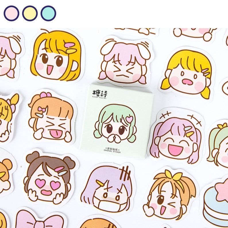45 cute Kawaii girl stickers. Kawaii girl stickers for bujo Etsy