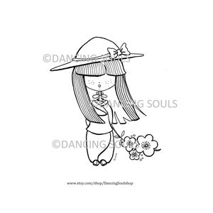 Digital Stamp - &quot;Ichika&quot; - Japanese doll - Kokeshi doll