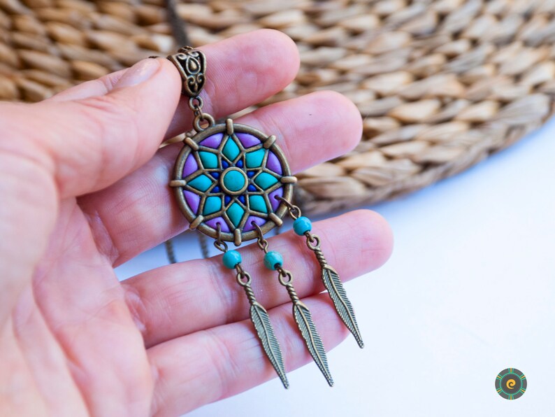 Boho Dream Catcher Necklace Ethnic Chain Necklace Bronze Etsy