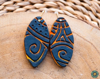 Boucles d’oreilles africaines Boucles d’oreilles orange noir Grandes boucles d’oreilles Déclaration Boucles d’oreilles en argile polymère Boucles d’oreilles Art déco Boucles d’oreilles Cadeau unique pour les femmes