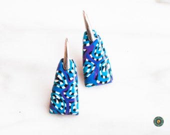 Blue Purple Earrings Minimalist Earrings One of a kind Earrings Modern Earrings Polymer Clay Jewelry Gift for women