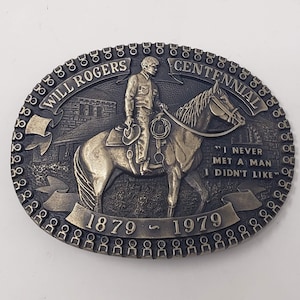 Vintage ADM Solid Brass Buckle,  Will Rogers Centennial Celebration No 8359 Limited Edition, Mens Belt Buckle 1980s, Collectible, Gift