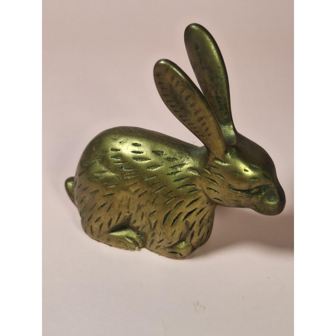 Vintage Handcrafted Solid Brass Rabbit Figurine With Green Felt Base - Etsy