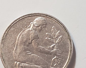 ヴィンテージ 50 ペニヒ ドイツ コイン: 1949 ～ 1950 年、ドイツ