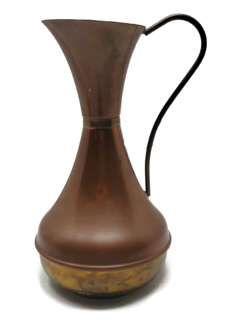 Antique Copper Brass Pitcher, Vintage Jug, Watering Can, Copper Jug