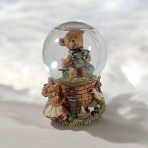 Vintage Sankyo Snow Globe with Bear and Farm Animals, Musical Bear Snowglobe,