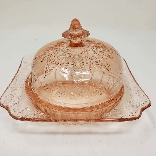 Pink Depression Glass Butter Dish Etsy