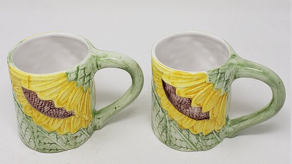 Set Of 2 Vintage Seymour Mann Sunflower Decorative Coffee Mugs Etsy