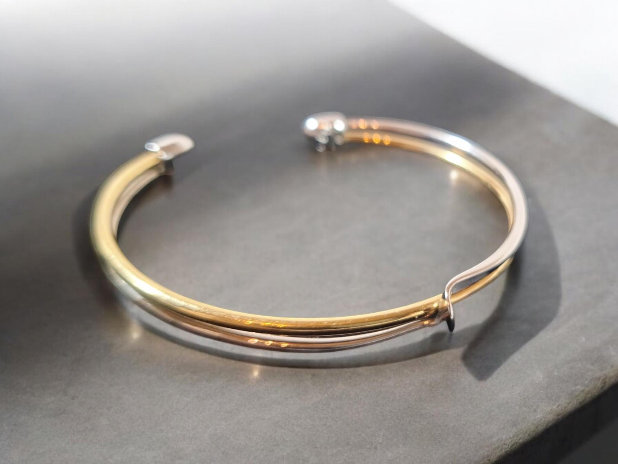 Vintage Silver Gold Tone Open Cuff Bracelet Bangle, Metal Bangles