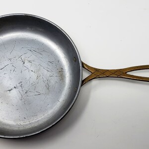 Vintage Pan Saute Skillet with Engraved Brass Handle