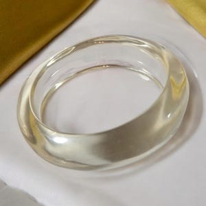 Vintage Lucite Bangle, 1950&#39;s Chunky Bracelet, Clear Retro Fashion Jewelry