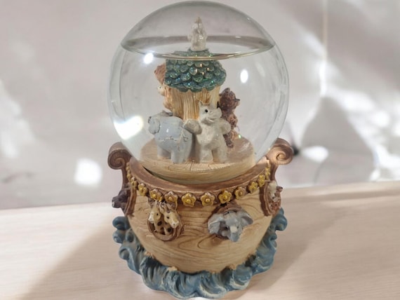 Vintage Sankyo Snow Globe Noah's Ark & Animals, Musical Bear
