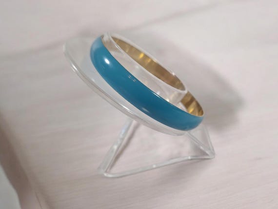 Vintage Enamel Bangles, Stackable Bracelet, Blue … - image 6