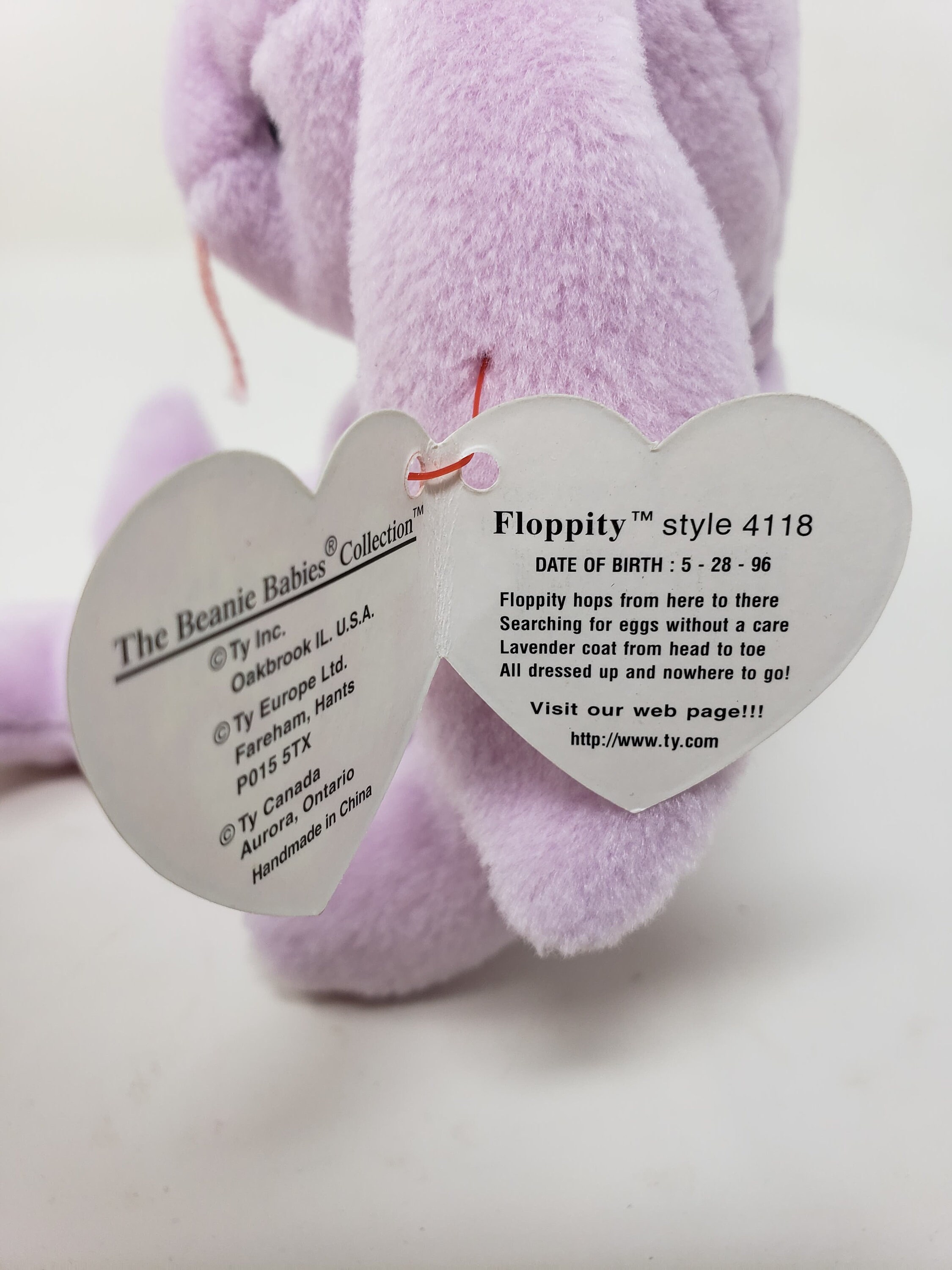 Floppity the Purple Bunny TY Original Beanie Baby Style 4118 4th