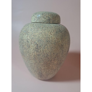 Speckled Ceramic Pet Urn Vase With Lid -  Small Ceramic Vase with Lid - 6.25 in