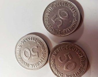 ヴィンテージ 50 ペニヒ ドイツ コイン: 1949 ～ 1950 年、ドイツ