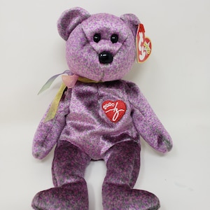2000 Signature Bear TY Beanie Baby 6th Gen Heart Tag Stuff Toy, Plush Bear Toy, Collectible TY Beanie Baby, Gift, Handmade in China
