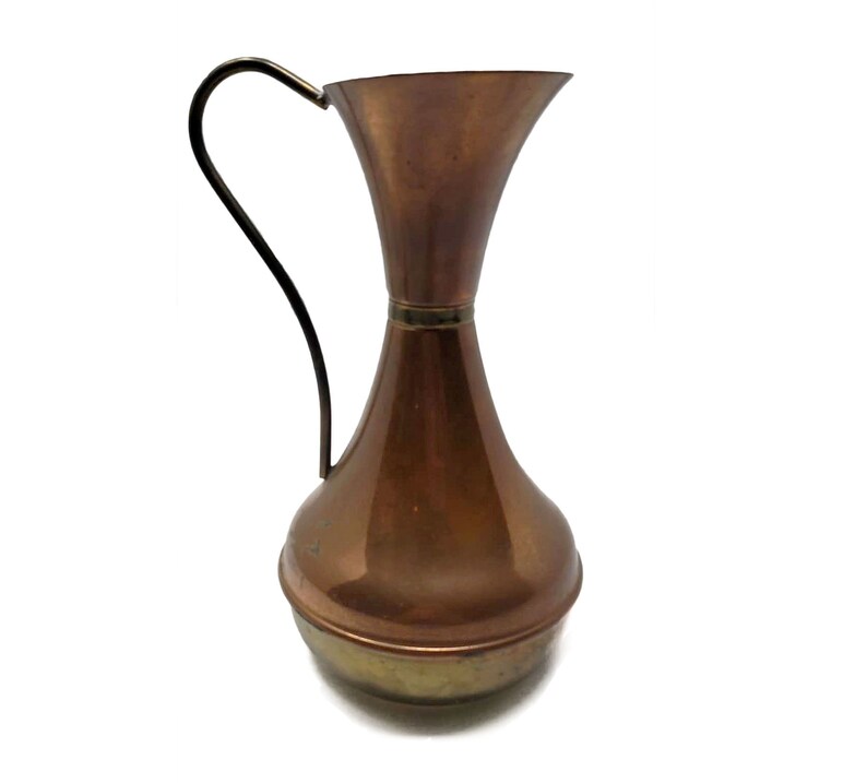 Antique Copper Brass Pitcher, Vintage Jug, Watering Can, Copper Jug