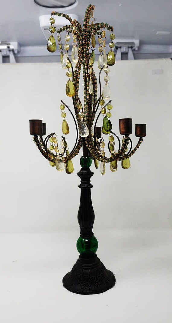 beaded candle chandelier