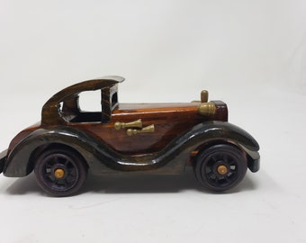 Vintage 1980s Handcraft Wood Antique Cars, Retro Craft Miniature Classic Cars, Replica Toy Car Collectibles, Wood Model Cars in Original Box