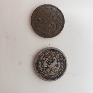 エスタドス ウニドス メキシコノス 5 センタボ - 1936 年と 1c - 1937 年メキシコ アステカ カレンダー コイン 2 個のセット、収集可能なコイン