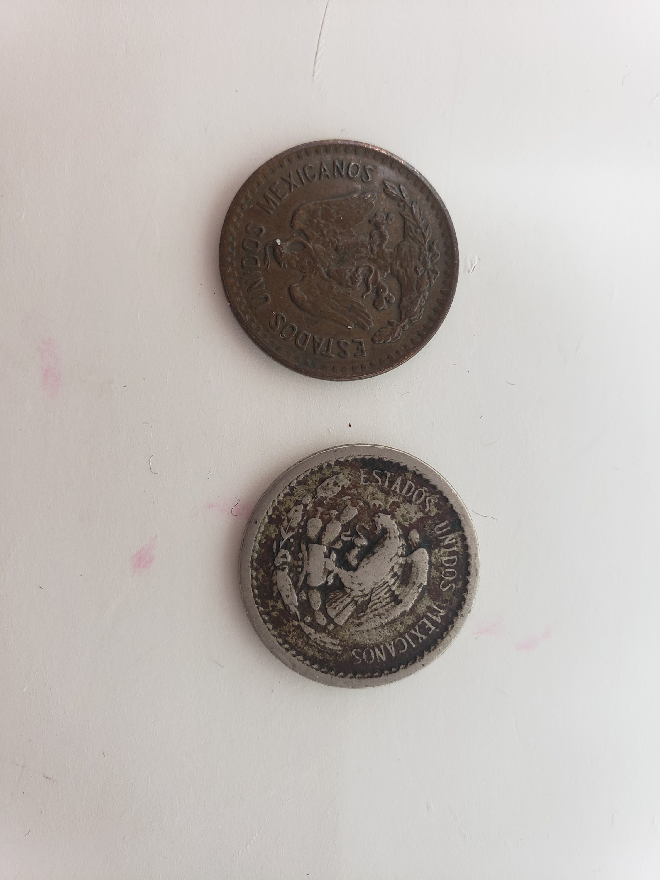 Set of 2 Estados Unidos Mexicanos 5 centavos - 1936 and 1 c - 1937 Mexico Aztec Calendar Coin,Collectible Coins