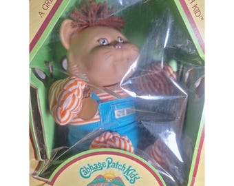 Rare 1980's Cabbage Patch Kids Koosas Tiger Plush Doll In Original Box By Coleco