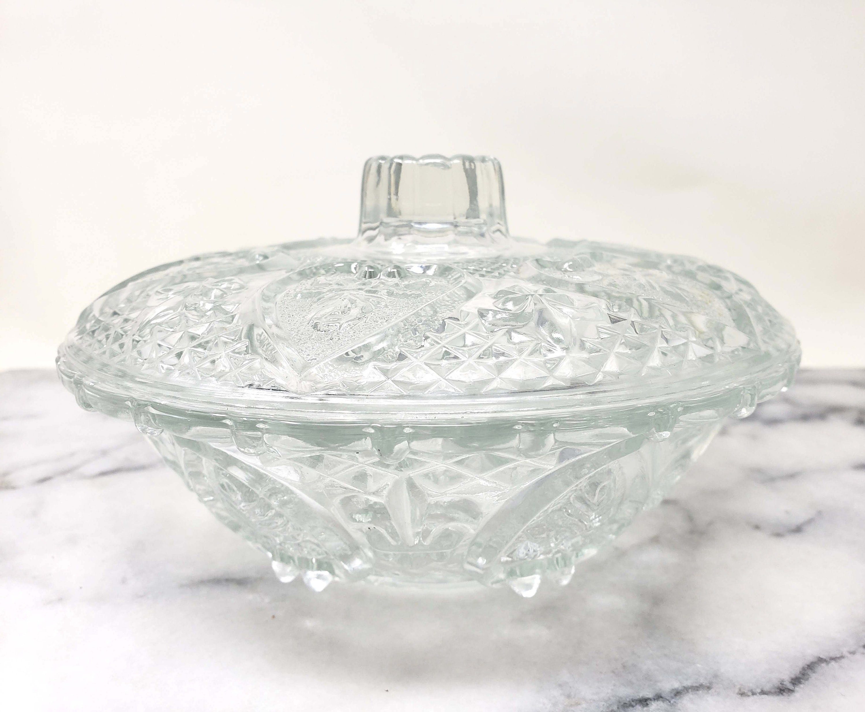 Vintage KIG Malaysia Glass Bowl With Lid | Heart and Fleur