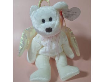 Rare 1998 Ty Beanie Babies Halo Bear: Brown Nose, Iridescent Wings, Mint Tag