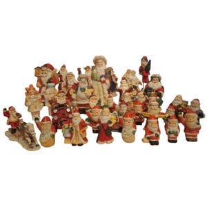 Vintage Santa Claus Figurines Collection 35+ Pieces Hand-Painted Ceramic Christmas Decorations