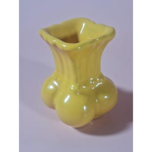 Vintage Yellow Ceramic Mini Vase With Bulbous Base