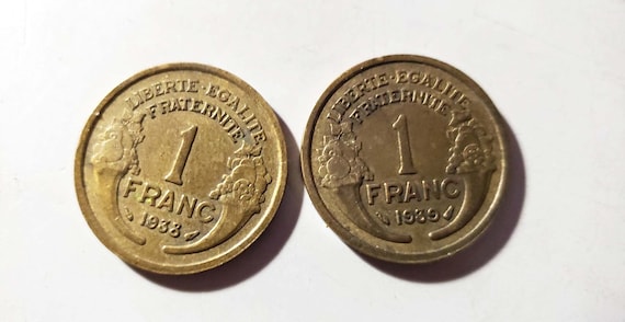 フランス共和国　コインセット９枚　ＦＤＣ（完全未使用）１９７５ ヴィンテージ 1 フラン コイン 2 枚セット 1938 1939 フランス