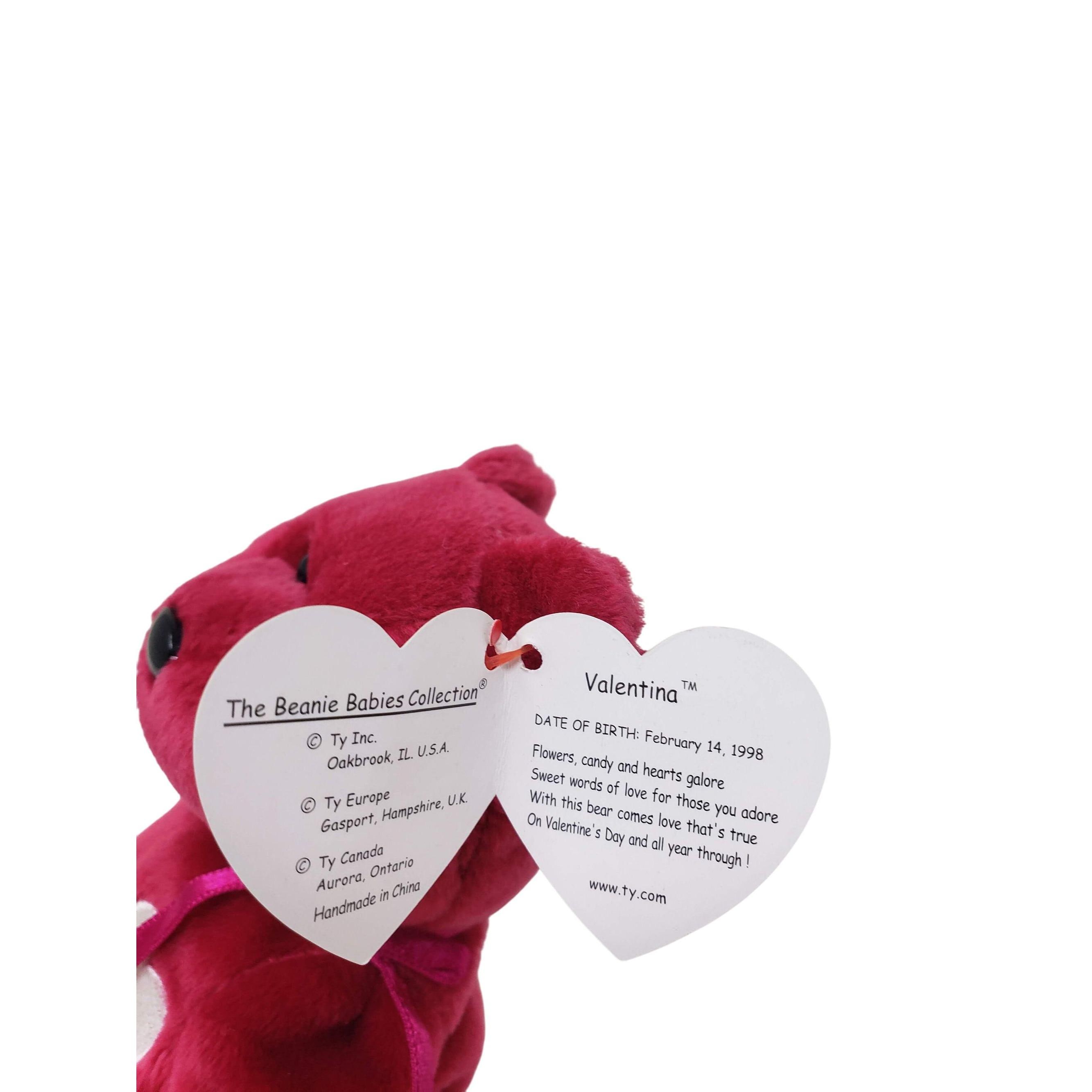 TY Beanie Baby Valentina 1998, 5th Gen Hang Tag With Errors