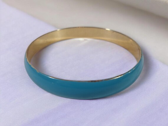 Vintage Enamel Bangles, Stackable Bracelet, Blue … - image 4
