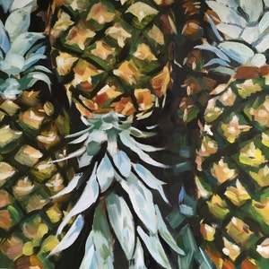 Piñas Maduras Print, 10" x 10" oil painting tropical pineapple print