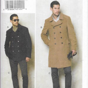 V894034 Men&#39;s Double-Breasted Peacoats/Pants Sizes 34-40 New Uncut Vogue Pattern