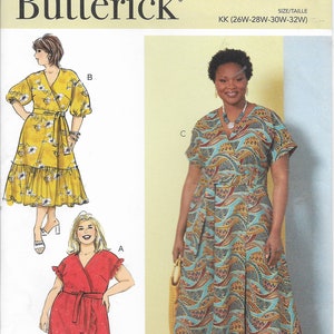 B687326 Women's Dress/ Sash/Variations Sizes 26W-32W New Uncut Butterick Pattern