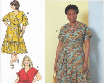 B687326 Women's Dress/ Sash/Variations Sizes 26W-32W New Uncut Butterick Pattern