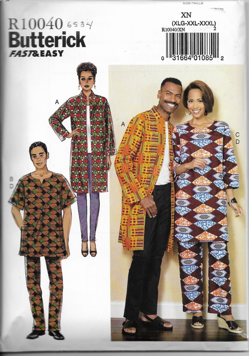 B6534S Misses/mens/unisex Coat, Tunic, Pants, Sizes SML Thru LRG